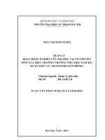 Quản lí hoạt động nghiên cứu bài học trong sinh hoạt tổ chuyên môn ở trường tiểu học Nam Hà, quận Kiến An, Thành phố Hải Phòng