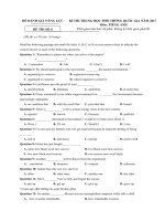 Đề thi thử THPT Quốc gia năm 2017 môn Tiếng Anh có đáp án + giải thích chi tiết 