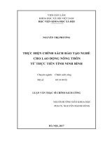 Thực hiện chính sách đào tạo nghề cho lao động nông thôn từ thực tiễn tỉnh Ninh Bình