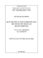Quản trị công ty trách nhiệm hữu hạn một thành viên theo luật doanh nghiệp 2014 (tt) 