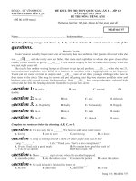 Đề thi thử THPT Quốc gia năm 2017 môn Tiếng Anh trường THPT Yên Lạc, Vĩnh Phúc có đáp án 