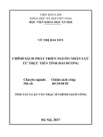 Chính sách phát triển nguồn nhân lực từ thực tiễn tỉnh hải dương (tt) 