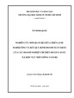 Nghiên cứu mối quan hệ giữa chiến lược marketing và kết quả kinh doanh xuất khẩu của các doanh nghiệp chế biến đồ gỗ cao su tại khu vực miền đông nam bộ 