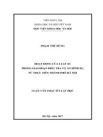 Hoạt động của Luật sư trong giai đoạn Điều tra vụ án Hình sự - Từ thực tiễn thành phố Hà Nội