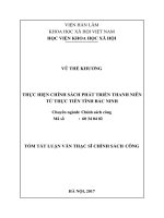 Thực hiện chính sách phát triển thanh niên từ thực tiễn tỉnh bắc ninh (tt)