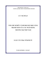 Vốn chủ sở hữu và rủi ro mất khả năng thanh toán của các ngân hàng thương mại việt nam 