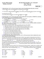 Đề thi thử THPT Quốc gia năm 2017 môn Tiếng Anh THPT Đa Phúc, Hà Nội có đáp án (Lần 1)