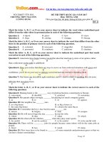 Bộ đề thi thử THPT Quốc gia năm 2017 môn Tiếng Anh CÓ ĐÁP ÁN  Số 16