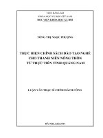 Thực hiện chính sách đào tạo nghề cho thanh niên nông thôn từ thực tiễn tỉnh quảng nam 