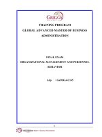 bài tập quản trị tổ chức và hành vi nhân sự  MBA (bản tiếng anh)