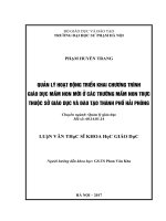 Quản lý hoạt động triển khai chương trình GD mầm non mới ở các trường mầm non trực thuộc sở giáo dục và đào tạo thành phố hải phòng 