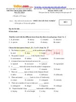 Đề thi thử THPT Quốc gia năm 2017 môn Tiếng Anh THPT Nguyễn Trãi, Yên Bái có đáp án (3) 