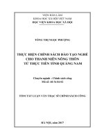 Thực hiện chính sách đào tạo nghề cho thanh niên nông thôn từ thực tiễn tỉnh quảng nam (tóm tắt) 