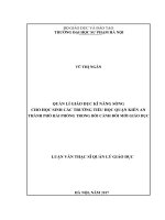 Quản lí giáo dục kĩ năng sống cho học sinh các trường tiểu học quận Kiến An, thành phố Hải Phòng trong bối cảnh đổi mới giáo dục