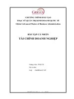 Bài tập quản trị tài chính doanh nghiệp MBA (bản tiếng việt)