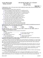 Đề thi thử THPT Quốc gia năm 2017 môn Tiếng Anh THPT Đa Phúc, Hà Nội có đáp án (Lần 1)