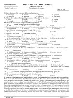 Đề thi học kì 2 môn Tiếng Anh lớp 12 THPT Đa Phúc, Hà Nội năm học 2016  2017 có đáp án 