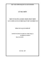 Nhân tố người lao động trong phát triển lực lượng sản xuất hiện đại ở việt nam hiện nay (tt) 
