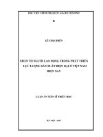 Nhân tố người lao động trong phát triển lực lượng sản xuất hiện đại ở việt nam hiện nay 