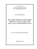 Thực hiện chính sách phát triển kinh tế tư nhân từ thực tiễn quận cẩm lệ, thành phố đà nẵng