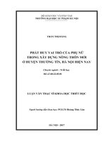 Phát huy vai trò của phụ nữ trong xây dựng nông thôn ở huyện thường tín, hà nội hiện nay 
