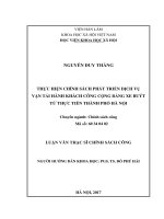 Thực hiện chính sách phát triển dịch vụ vận tải hành khách công cộng bằng xe buýt từ thực tiễn thành phố hà nội