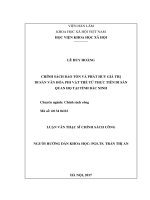 Chính sách bảo tồn và phát huy giá trị di sản văn hóa phi vật thể từ thực tiễn di sản Quan họ tại tỉnh Bắc Ninh
