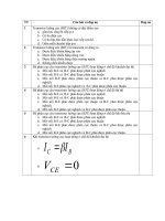 trắc nghiệm BJT và FET, mạch phân cực BJT, mô hình tương đương tín hiệu nhỏ, các kiểu ghép tầng khuếch đại (có đáp án)