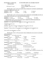 Đề thi thử THPT Quốc gia năm 2017 môn Tiếng Anh trường THPT Chu Văn An, Yên Bái CÓ ĐÁP ÁN 