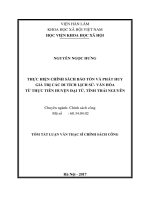 Thực hiện chính sách bảo tồn và phát huy giá trị các di tích lịch sử   văn hóa từ thực tiễn huyện đại từ, tỉnh thái nguyên (tt) 
