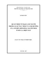 Quan niệm về đạo làm người trong luật tục thái và ảnh hưởng của nó đên đời sống người thái ở sơn la hiện nay 