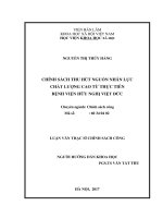 Chính sách thu hút nguồn nhân lực chất lượng cao từ thực tiễn Bệnh viện Hữu Nghị Việt Đức