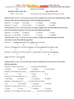 Đề thi thử THPT Quốc gia năm 2017 môn Tiếng Anh trường THPT Thác Bà, Yên Bái CÓ ĐÁP ÁN 