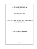 Bảo tồn và phát huy giá trị của lễ hội lim ở bắc ninh hiện nay 