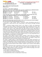 Đề thi thử THPT Quốc gia môn Tiếng Anh trường THPT Chuyên Nguyễn Quang Diêu, Đồng Tháp năm 2015 