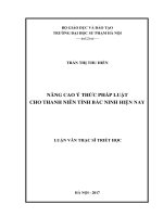 Nâng cao ý thức pháp luật cho thanh niên tỉnh bắc ninh hiện nay 