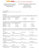 Đề thi thử THPT Quốc gia năm 2017 môn Tiếng Anh Trường THPT Nguyễn Huệ, Yên Bái có đáp án 