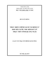 Thực hiện chính sách tái định cư khi nhà nước thu hồi đất từ thực tiễn tỉnh quảng ngãi 