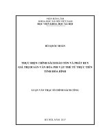 Thực hiện chính sách bảo tồn và phát huy giá trị di sản văn hóa phi vật thể từ thực tiễn tỉnh hòa bình