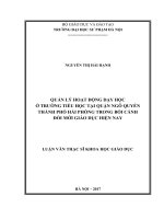 Quản lý hoạt động dạy học ở trường tiểu học tại quận ngô quyền thành phố hải phòng trong bối cảnh đổi mới giáo dục hiện nay 