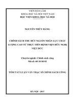 Chính sách thu hút nguồn nhân lực chất lượng cao từ thực tiễn Bệnh viện Hữu Nghị Việt Đức (tt)