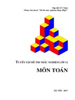 TUYỂN TẬP ĐỀ THI TRẮC NGHIỆM LỚP 12  MÔN TOÁN DỰ ÁN 1
