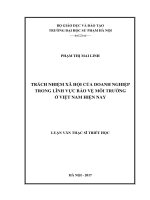 Trách nhiệm xã hội của doanh nghiệp trong lĩnh vực bảo vệ môi trường ở việt nam hiện nay 