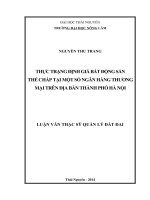 tóm tắt Thực trạng định giá bất động sản thế chấp tại một số ngân hàng thương mại trên địa bàn thành phố Hà Nội