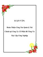 Hoàn thiện công tác quản lý tài chính tại công ty cổ phần bê tông và xây lắp công nghiệp