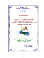 Công tác xã hội cá nhân với trẻ em lao động sớm ở khu tái định cư phú mậu, huyện phú vang, tỉnh thừa thiên huế