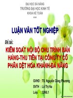 Kiểm soát nội bộ chu trình bán hàng – thu tiền tại công ty cổ phần dệt hòa khánh đà nẵng 