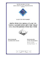 Phân tích tác động của dự án nâng cao đời sống đến thu nhập của người khmer tỉnh trà vinh