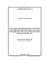 tóm tắt Ứng dụng mô hình DPSIR xây dựng chỉ thị môi trường khu du lịch suối khoáng Mỹ Lâm, huyện Yên Sơn, tỉnh Tuyên Quan