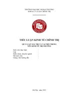 TIỂU LUẬN:  QUY LUẬT GIÁ TRỊ VÀ VAI TRÒ TRONG NỀN KINH TẾ THỊ TRƯỜNG